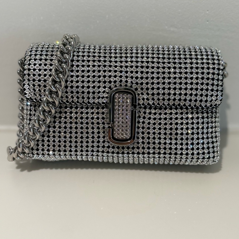 Marc Jacobs Silver Crystal-Embellished Shoulder Bag